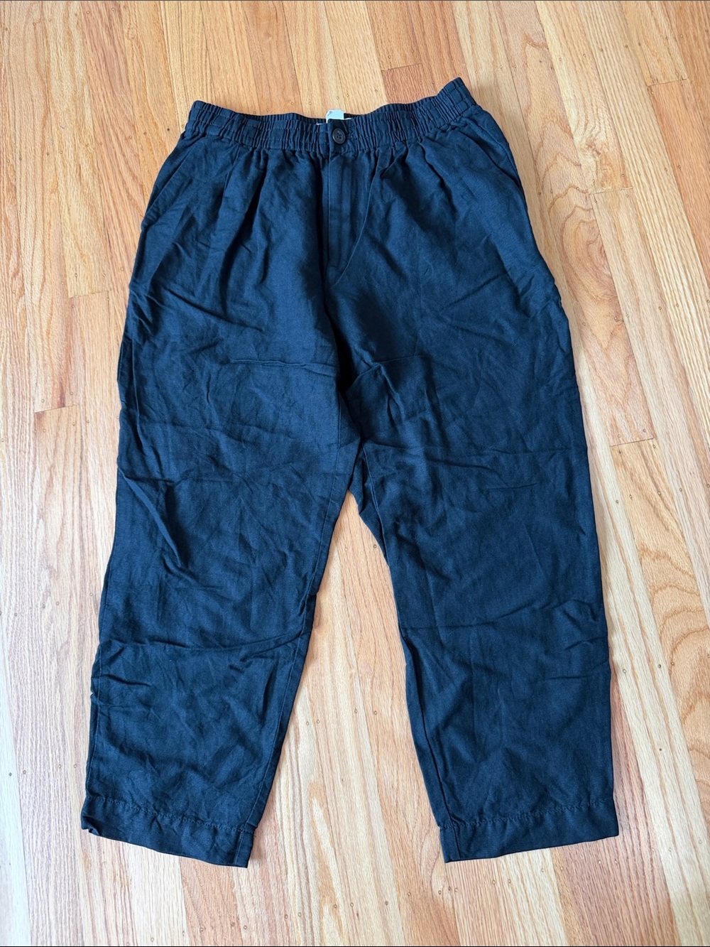 Madewell Black Cropped Elastic-Waist Ankle Pants